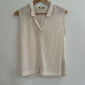 100% silk Massimo Dutti Women's Cream Sleeveless Top with zipper detail - size 4